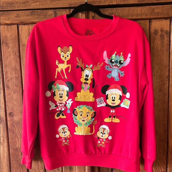 Disney Tops - Disney Red Sweatshirt with blinking lights on 6 Characters